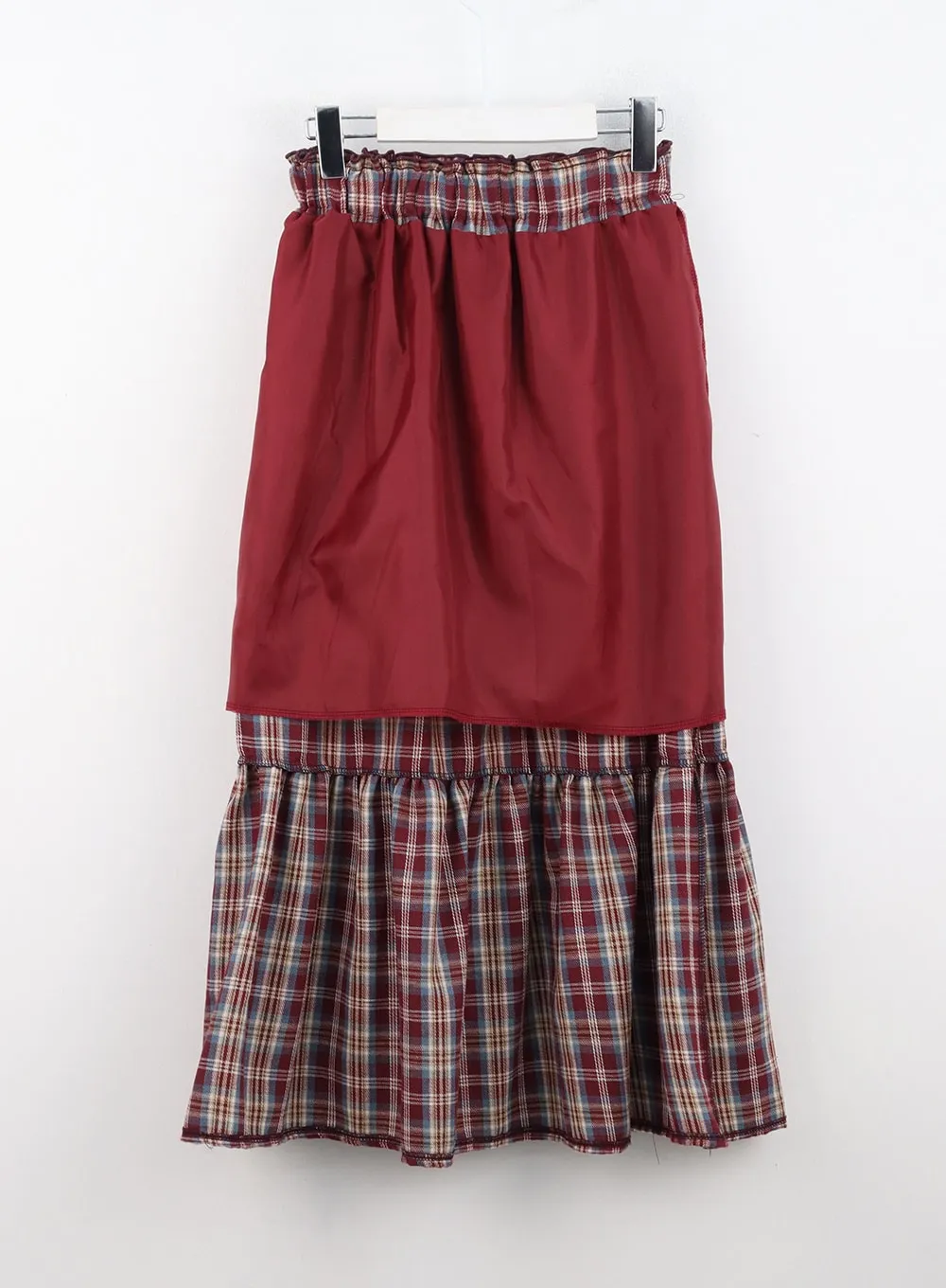 Frill Plaid Maxi Skirt IN314