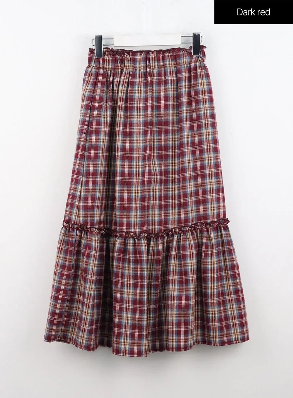 Frill Plaid Maxi Skirt IN314