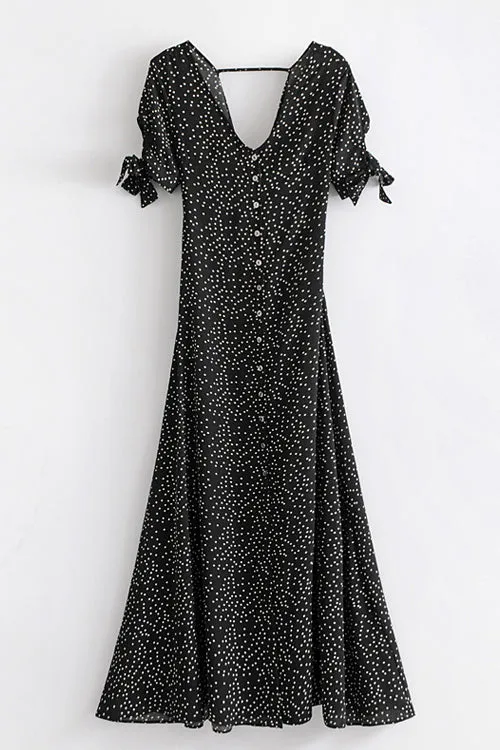 Galaxy Dot Bowknot-back Maxi Dress