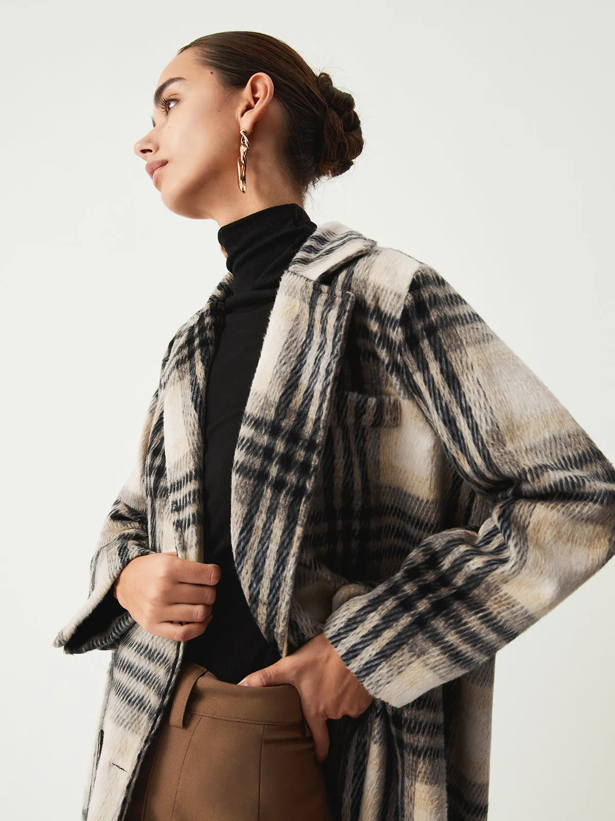 Glen Check Graceful Longline Coat