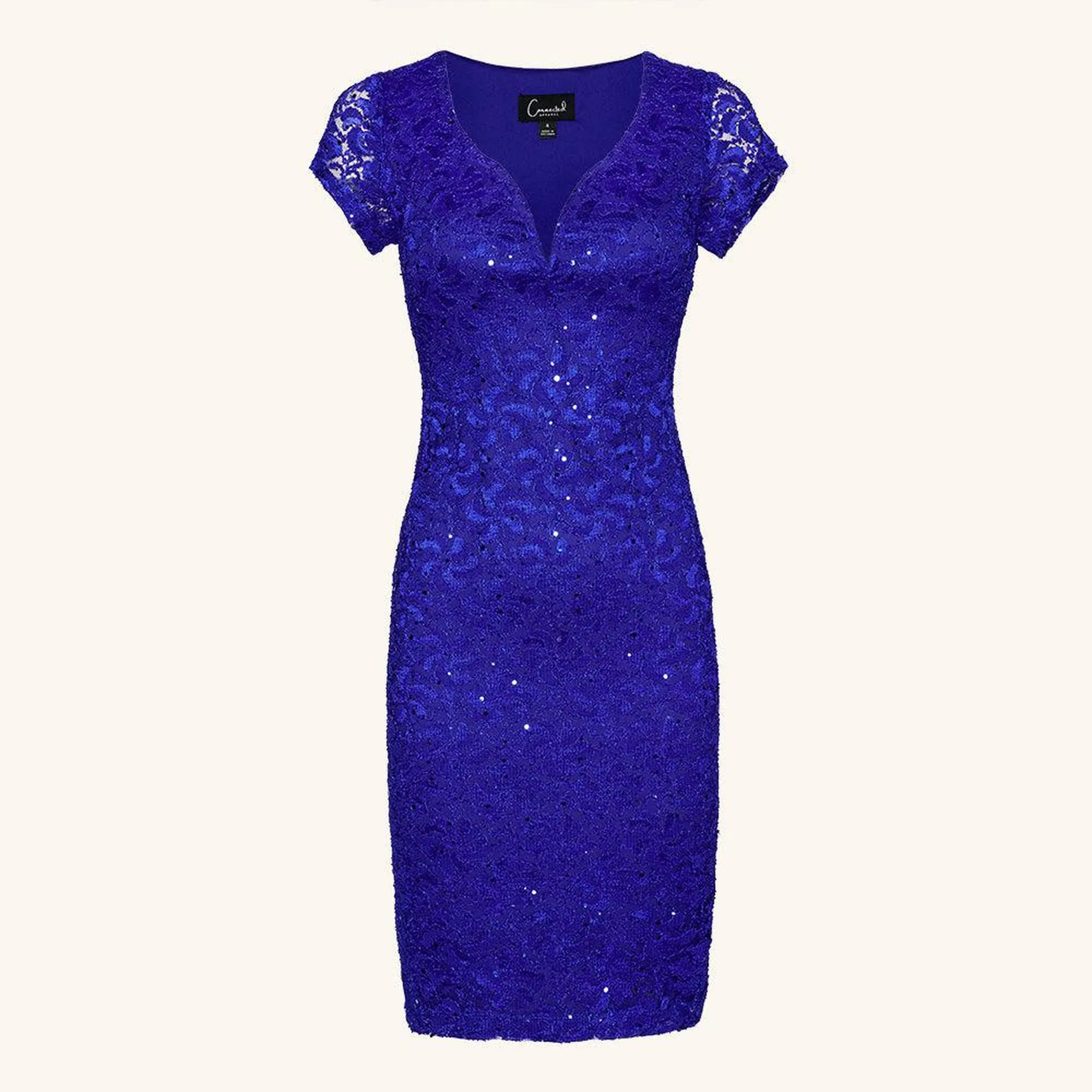 Gracie Cobalt Blue Sequin Lace Cocktail Dress