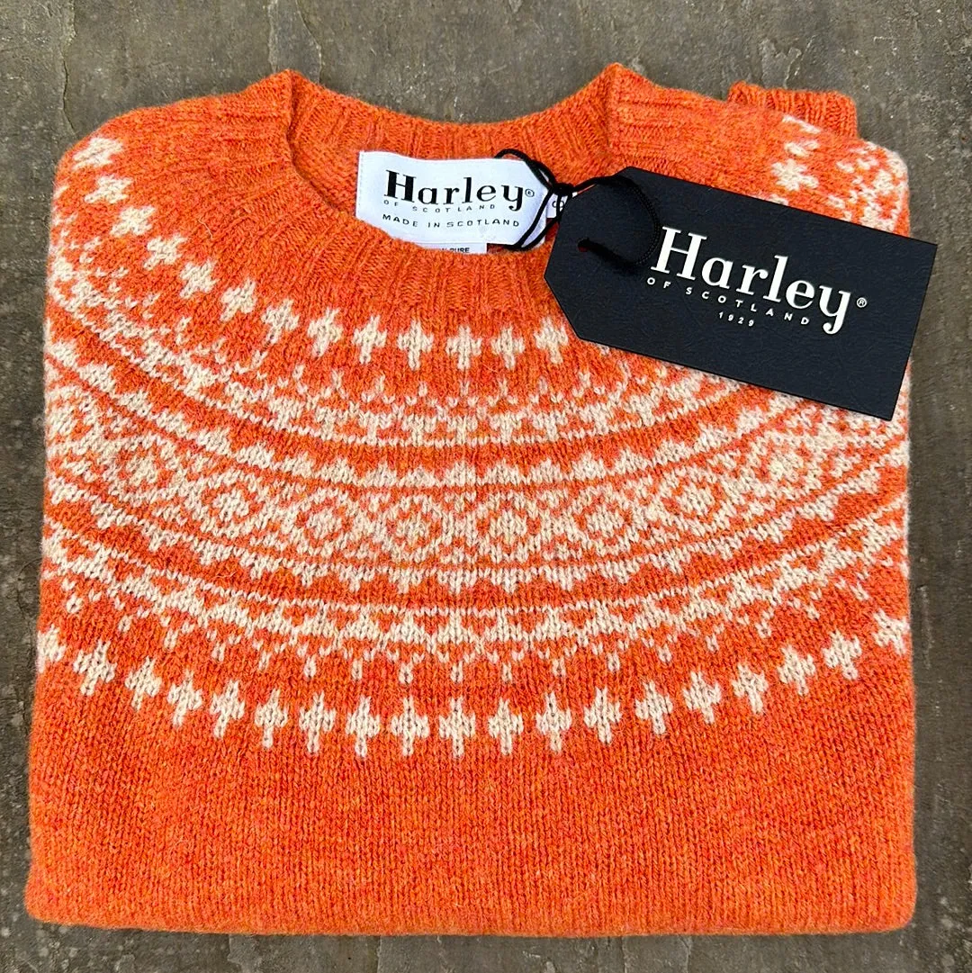 Harley Of Scotland Brushed Wool Crew Neck In Jaffa/Tusk