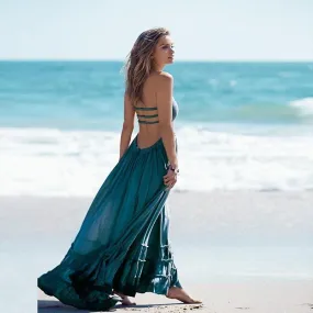 Hippie Backless Halter Dress