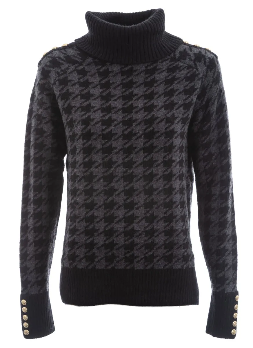 Holland Cooper Heritage Knit Jumper in Grey Houndstooth