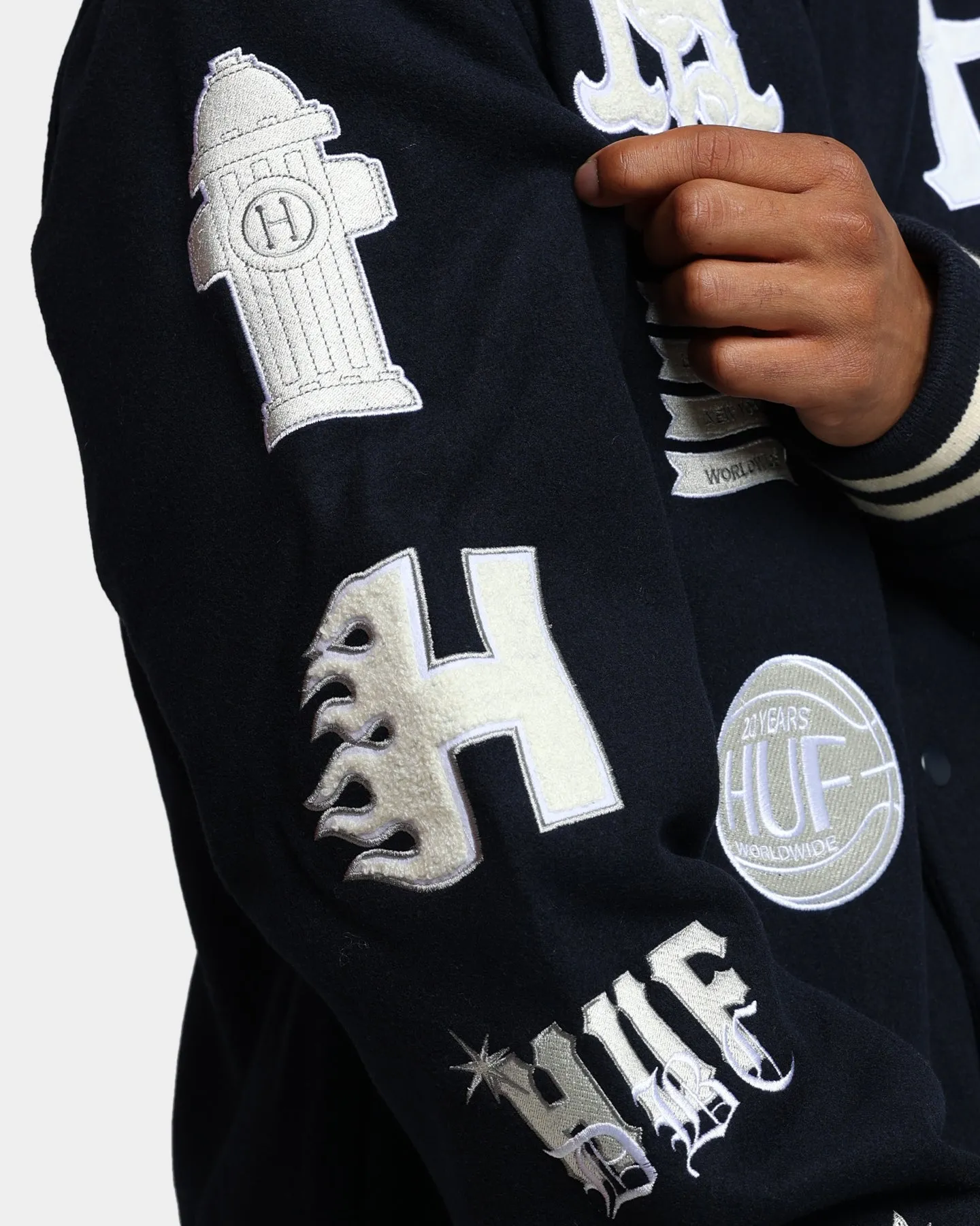 HUF 20 Year Classic H Varsity Jacket Navy