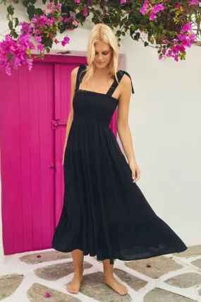 Into The Sunset Print Maxi Dress - Black