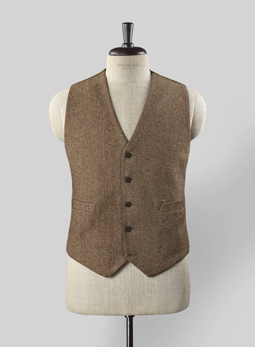 Irish Brown Herringbone Tweed Waist Coat