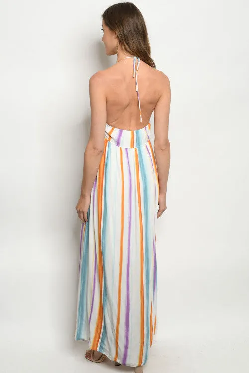 Ivory Tie Dye Stripe Maxi Dress