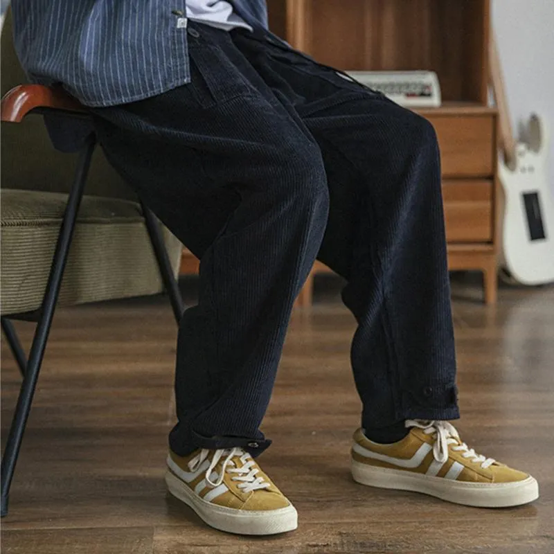 Japanese Retro Loose Fit Corduroy Pants