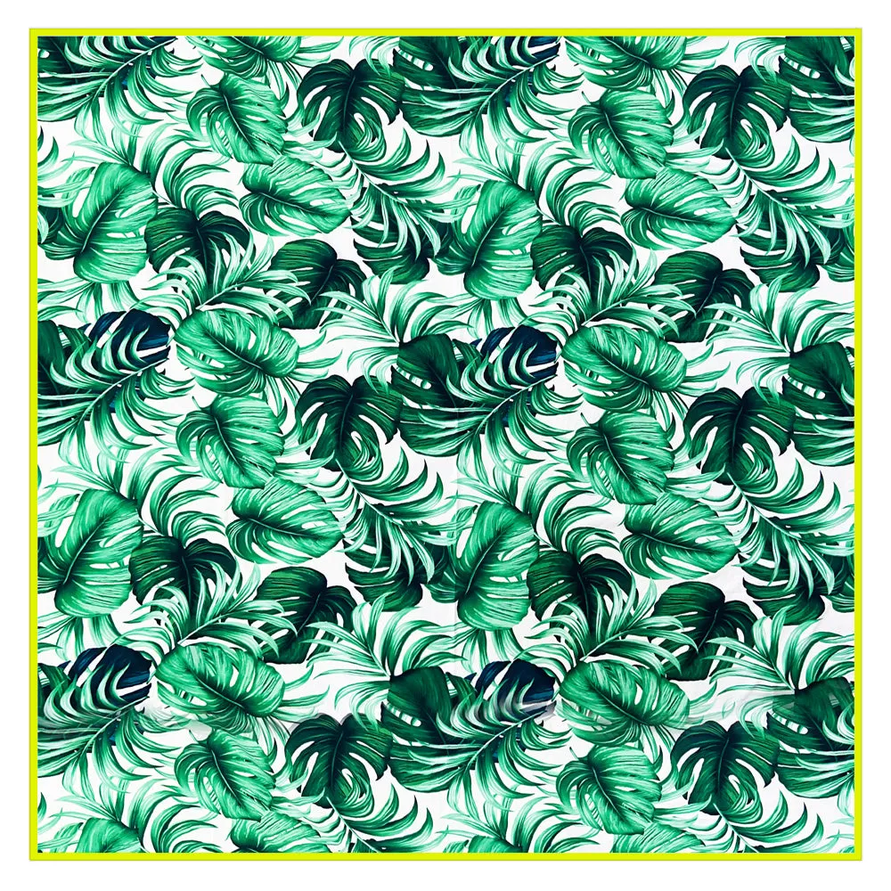 Jungle – Monstera White / Green Scarf (Neon Yellow)