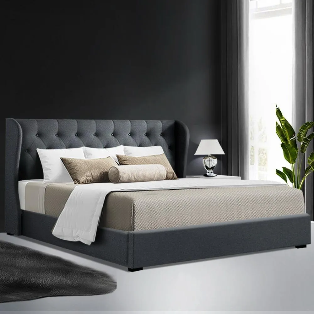 King Premium Package | Elouera Bed Charcoal, Algarve Euro Top Mattress (Medium Firm) & Deluxe Mattress Topper!