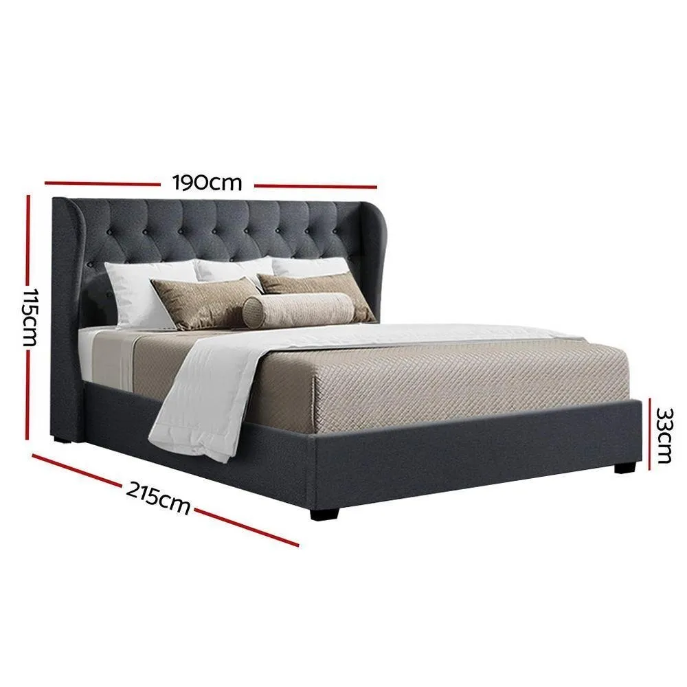 King Premium Package | Elouera Bed Charcoal, Algarve Euro Top Mattress (Medium Firm) & Deluxe Mattress Topper!