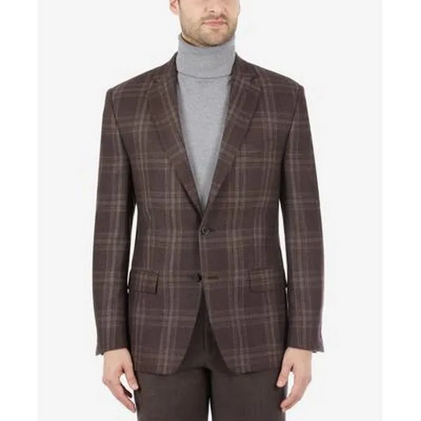 Lauren Ralph Lauren Mens Ultra Flex Plaid Sport Coat – Brown Plaid, Size 38R