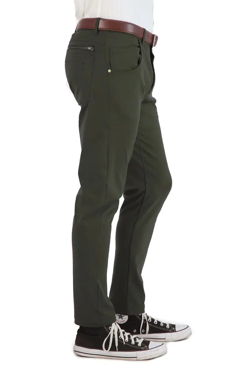 Levinas Olive Green Performance Tech Stretch Pants