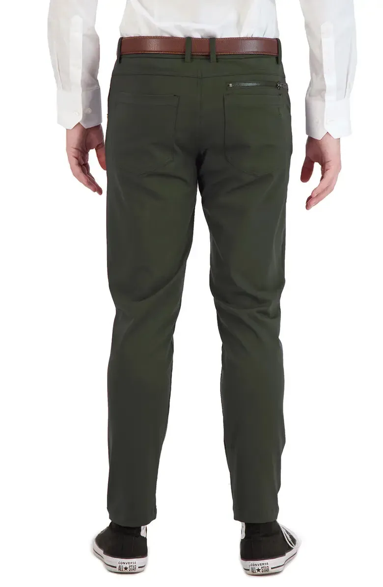 Levinas Olive Green Performance Tech Stretch Pants