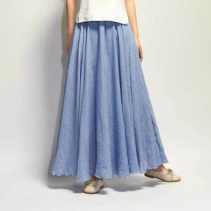 Linen Maxi Skirt with Elastic Waist