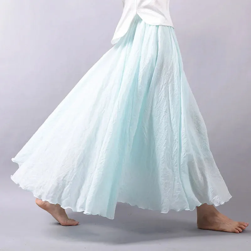 Linen Maxi Skirt with Elastic Waist