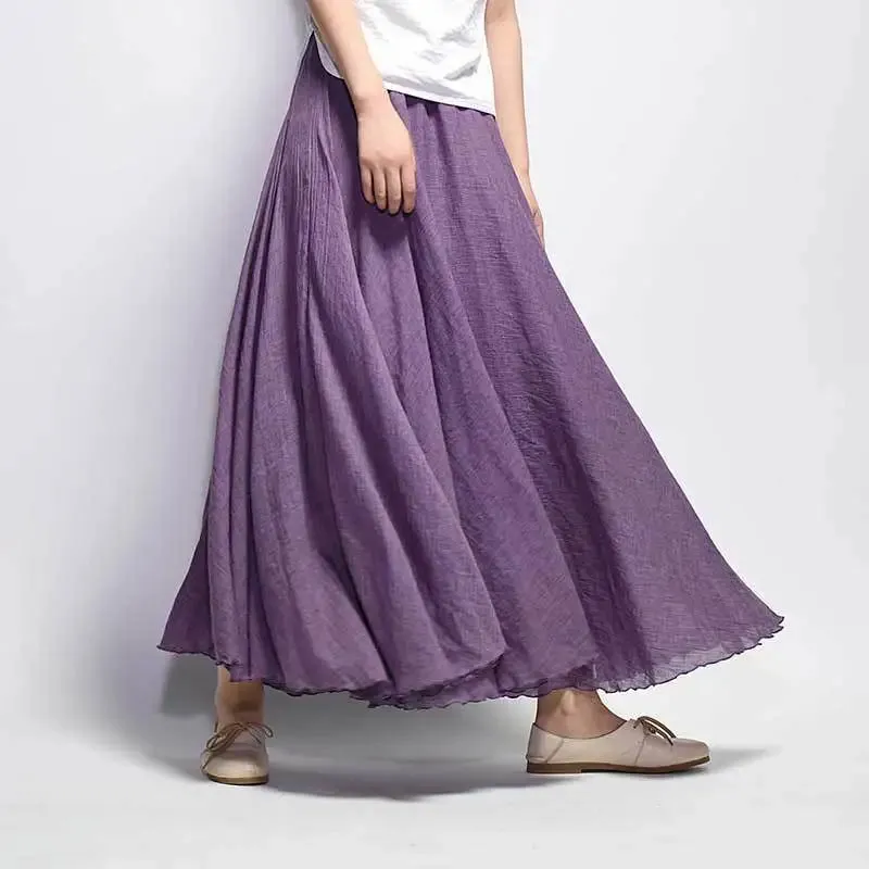 Linen Maxi Skirt with Elastic Waist