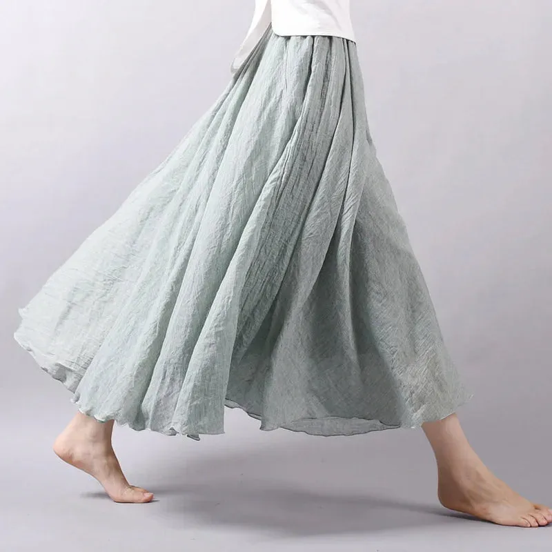 Linen Maxi Skirt with Elastic Waist