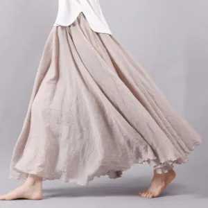 Linen Maxi Skirt with Elastic Waist