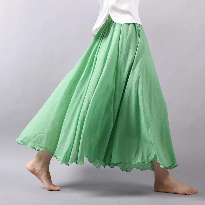 Linen Maxi Skirt with Elastic Waist