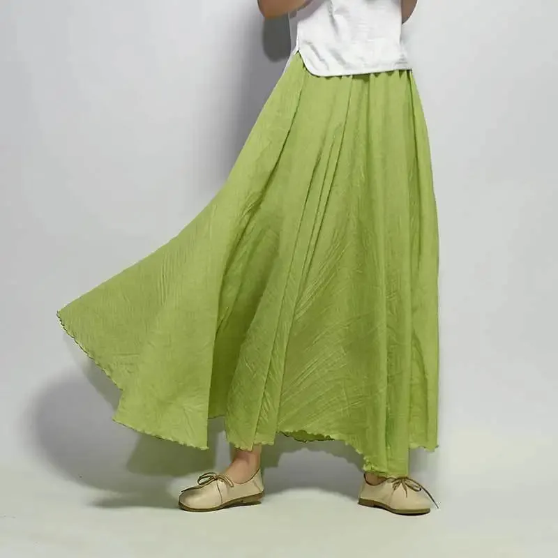 Linen Maxi Skirt with Elastic Waist