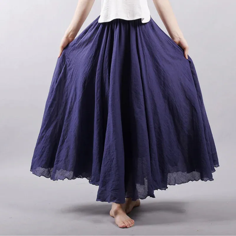 Linen Maxi Skirt with Elastic Waist