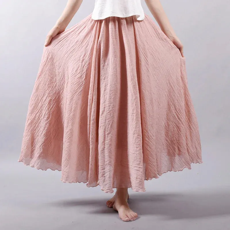 Linen Maxi Skirt with Elastic Waist