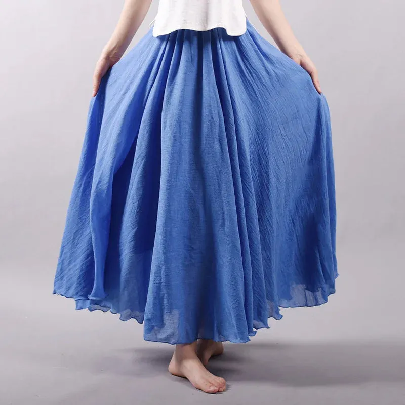 Linen Maxi Skirt with Elastic Waist