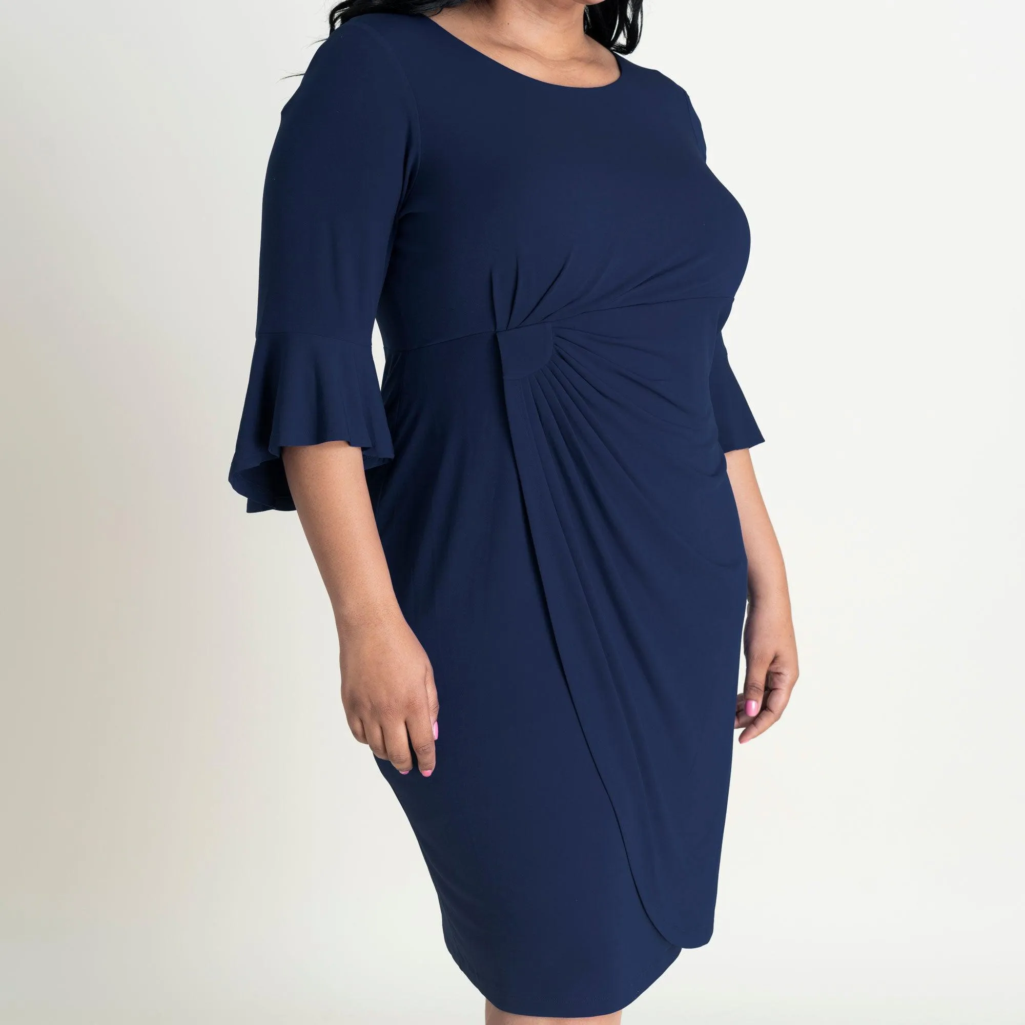 Lisa 2.0 Navy Faux Wrap Dress