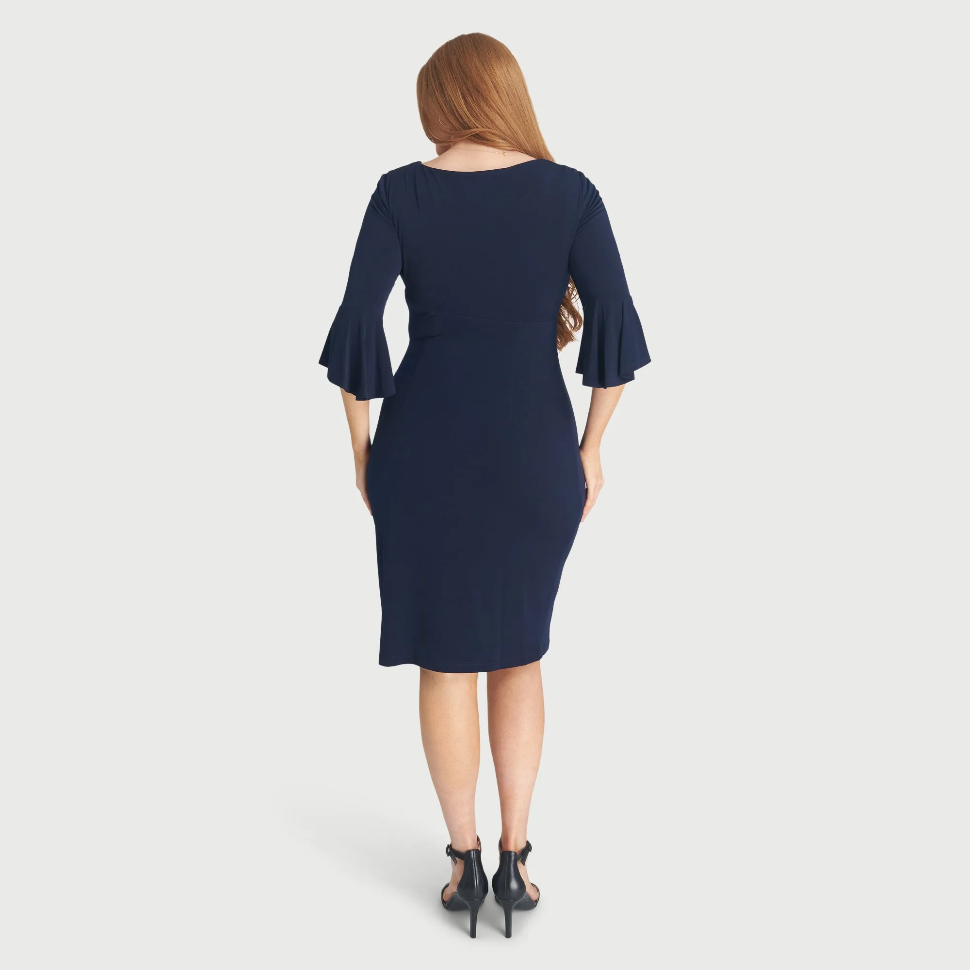 Lisa 2.0 Navy Faux Wrap Dress