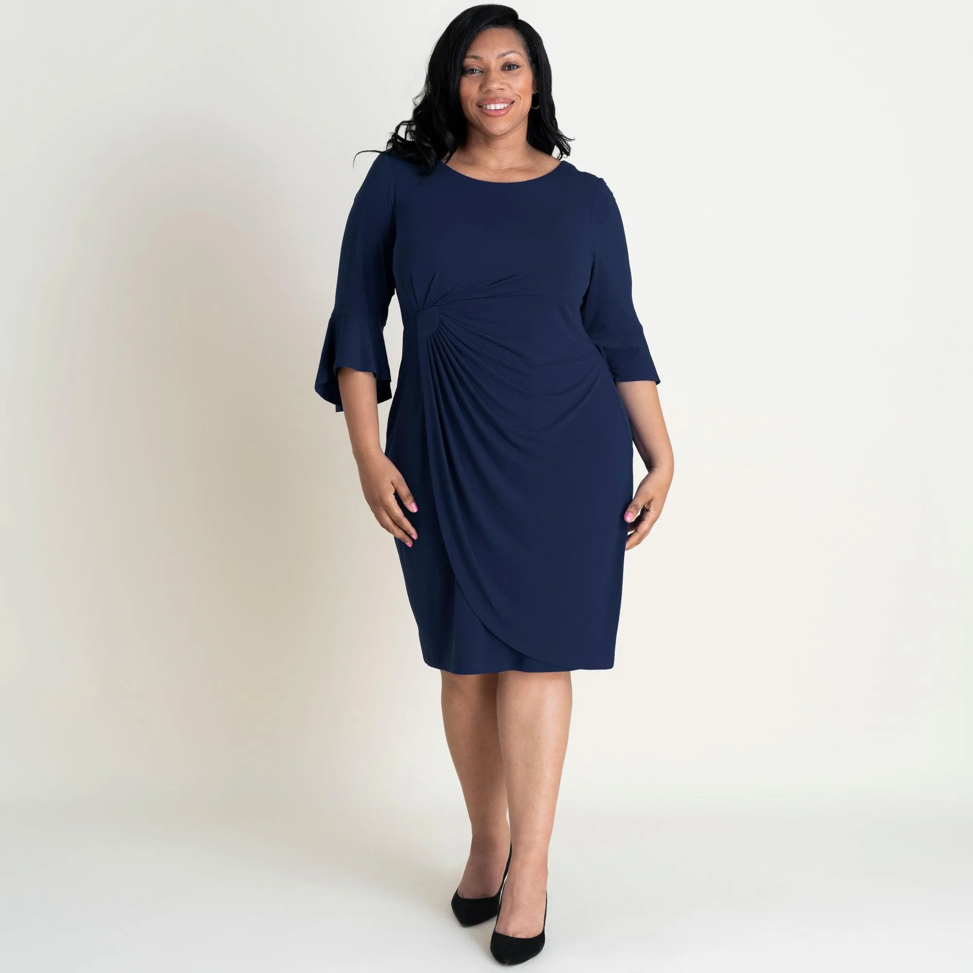 Lisa 2.0 Navy Faux Wrap Dress