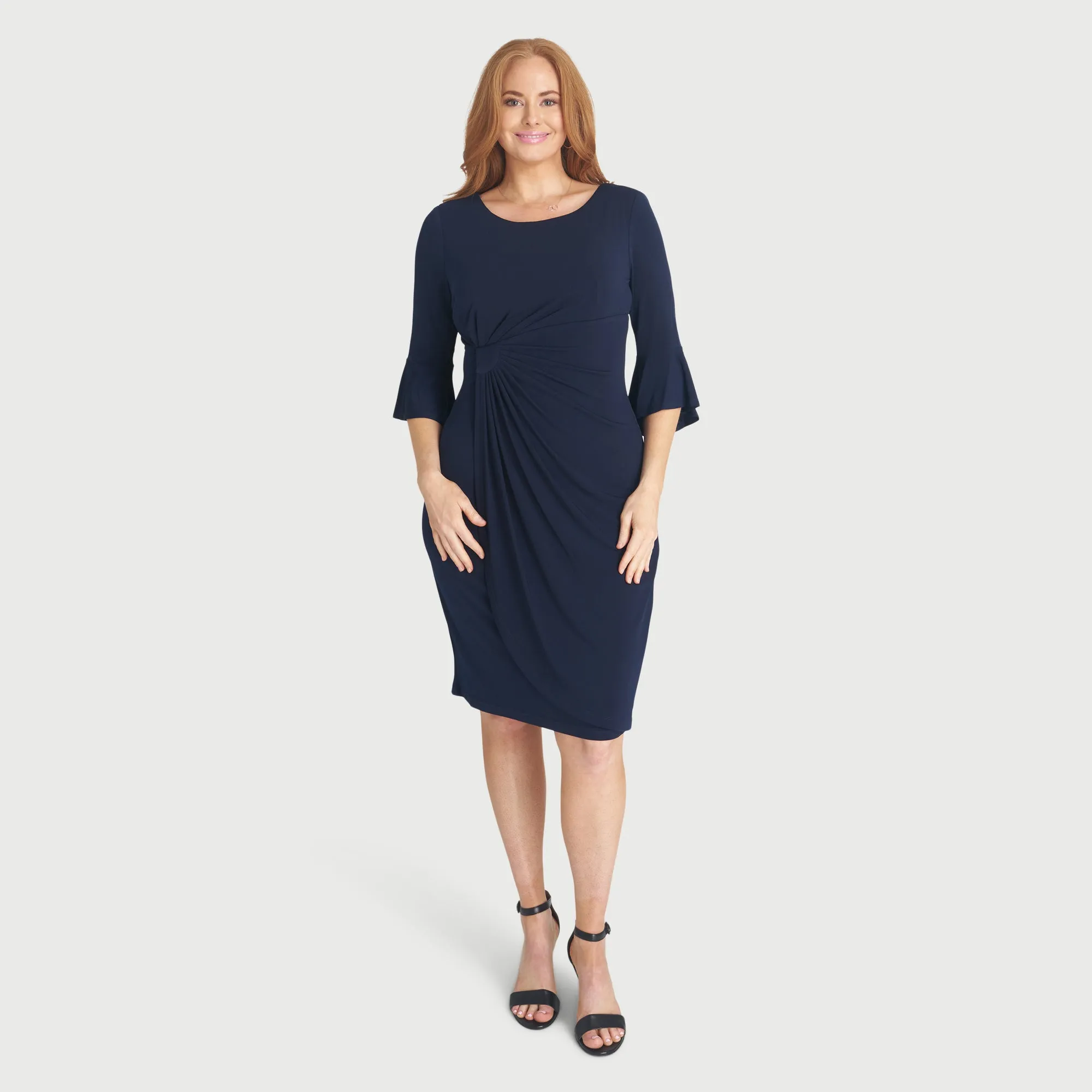 Lisa 2.0 Navy Faux Wrap Dress