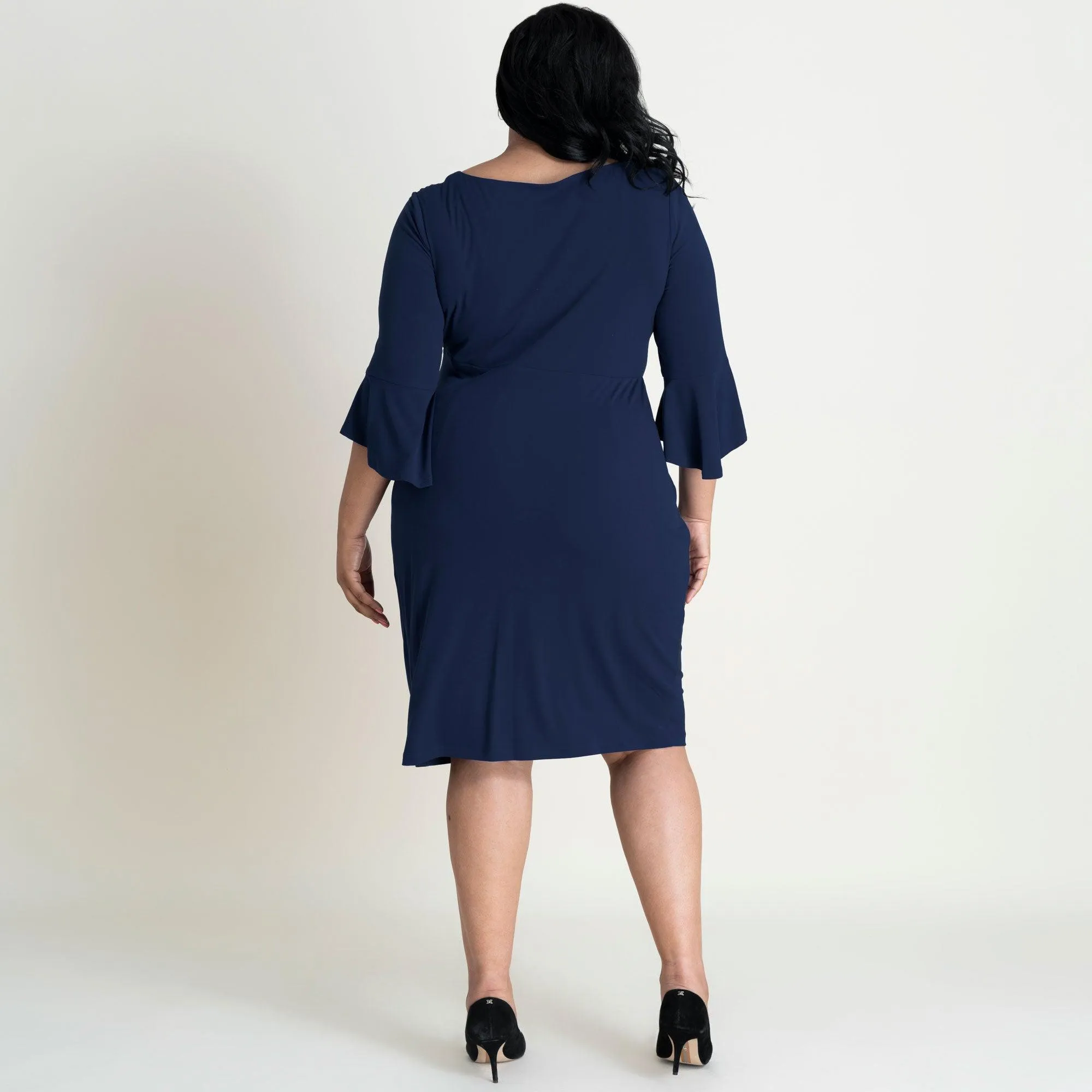 Lisa 2.0 Navy Faux Wrap Dress