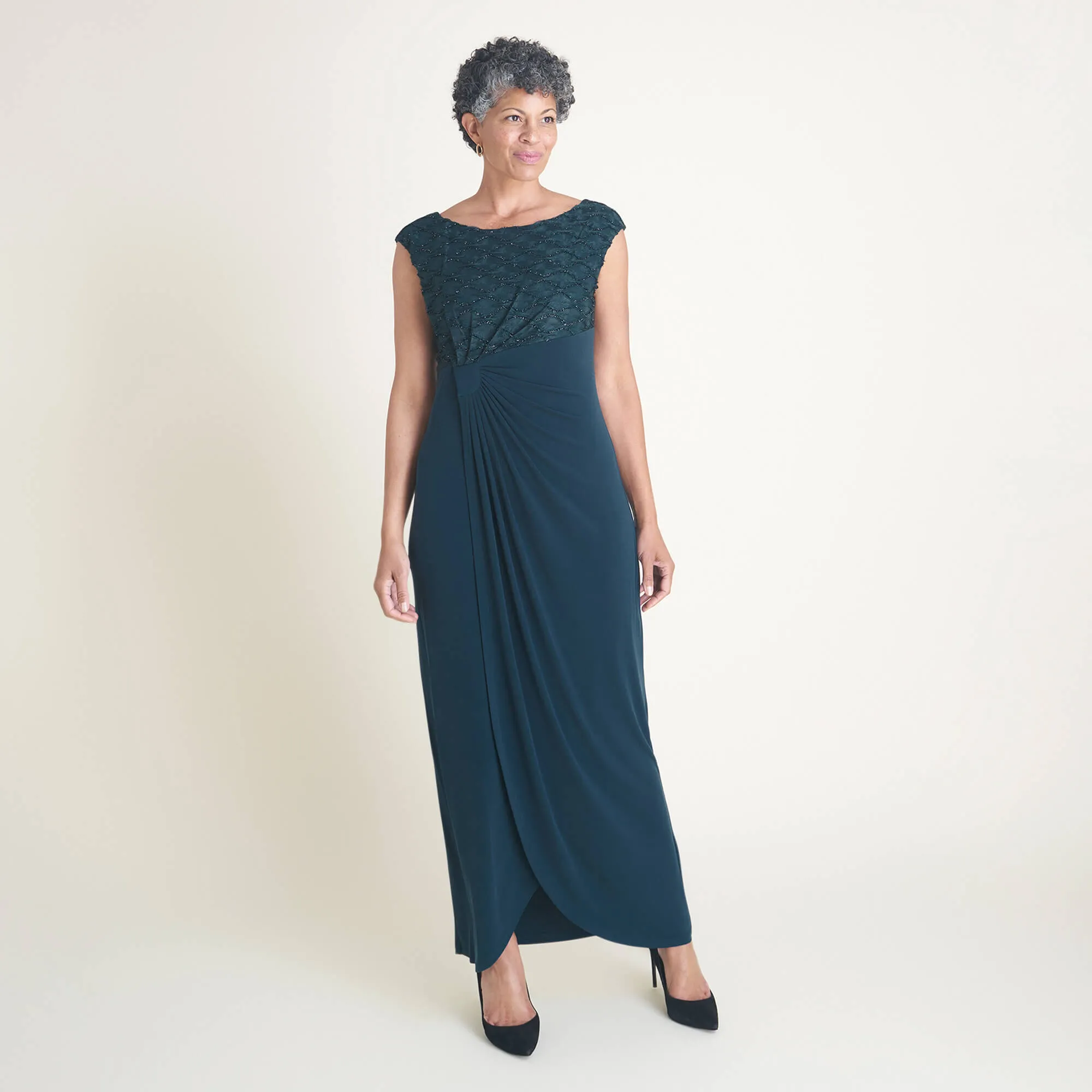 Lisa Dark Mallard Evening Floor Length Dress