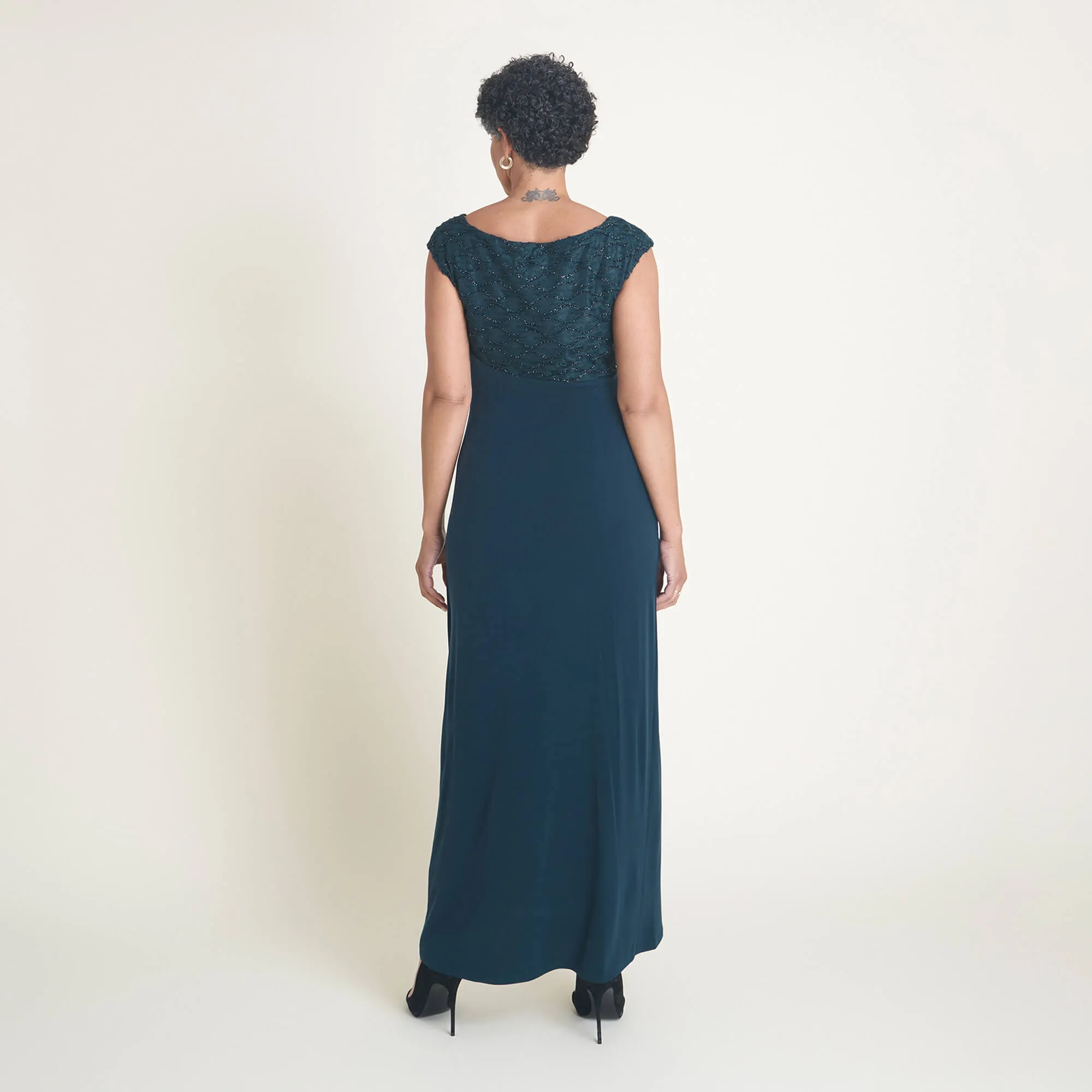 Lisa Dark Mallard Evening Floor Length Dress