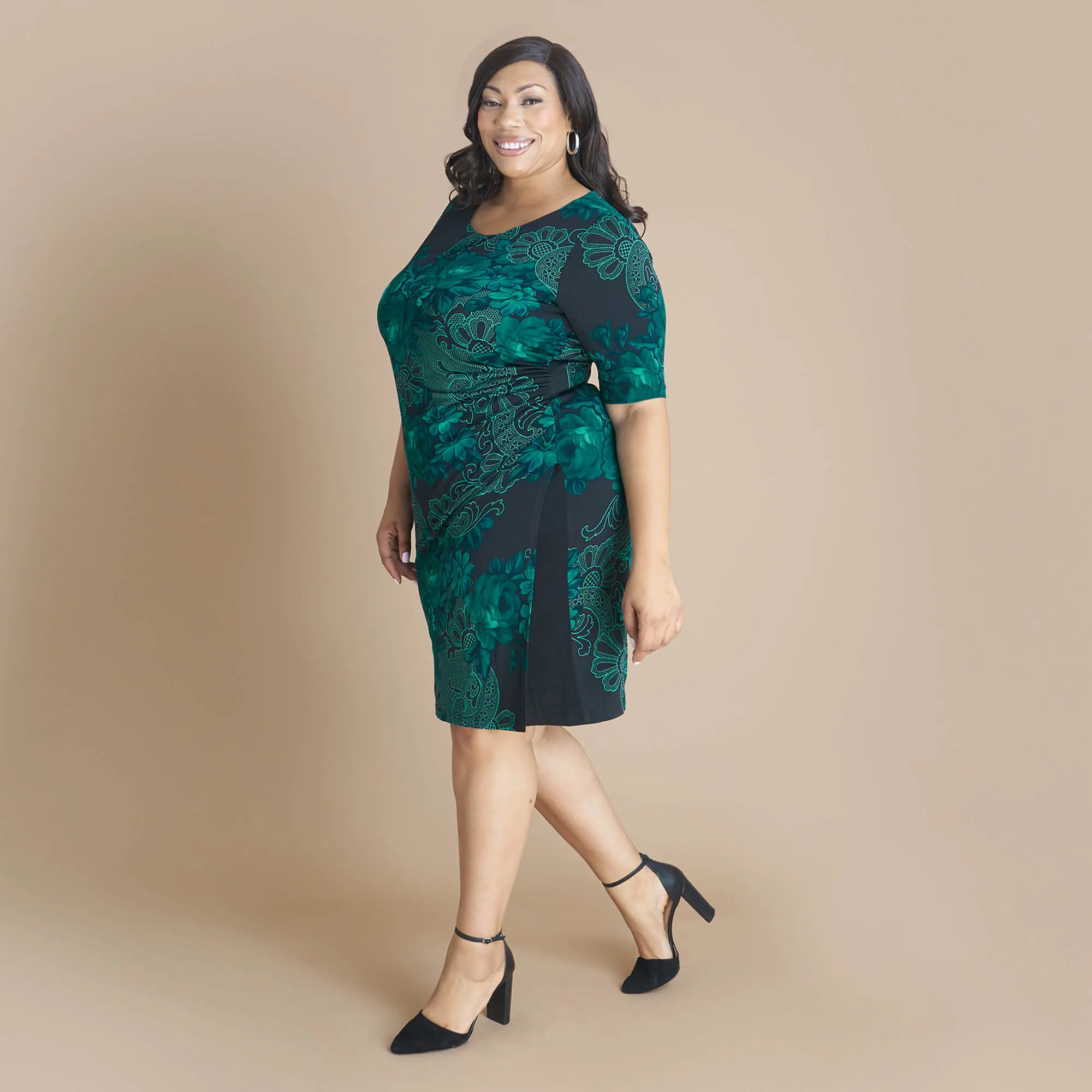 Liz Hunter Green Floral Dress