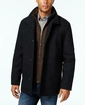 London Fog Big and Tall Wool Blend Stand-Collar Bib Car Coat, XLT