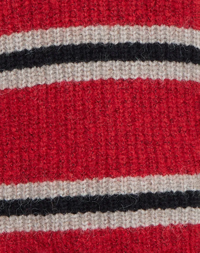 Lunet Knitted Jumper in Red and Black Stripe