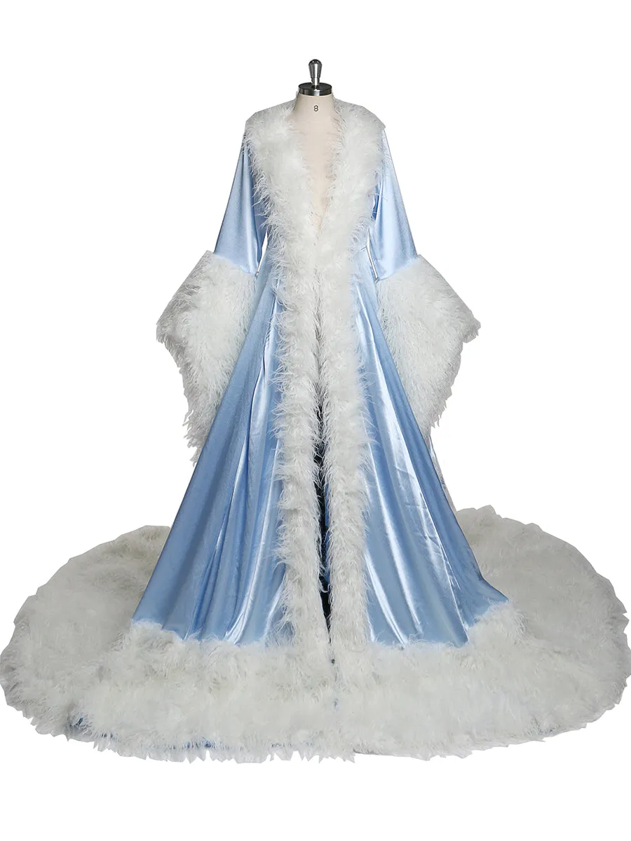 Luxury Fur Collars Christmas Classic Fashion Long Evening Dress New Years Even Robes Wedding Cape Fancy Photography Robe