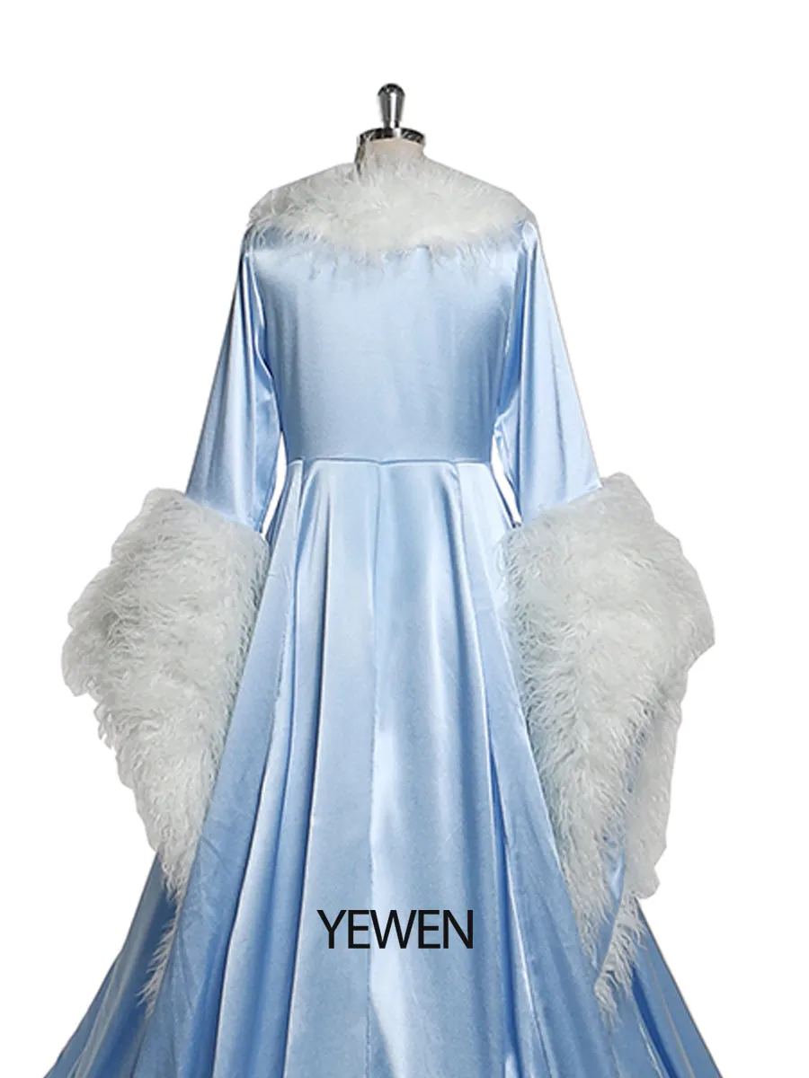 Luxury Fur Collars Christmas Classic Fashion Long Evening Dress New Years Even Robes Wedding Cape Fancy Photography Robe