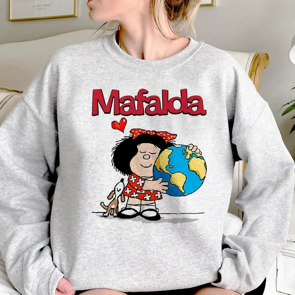 Mafalda hoodies women vintage aesthetic Korean style harajuku sweatshirts women Winter  sweater