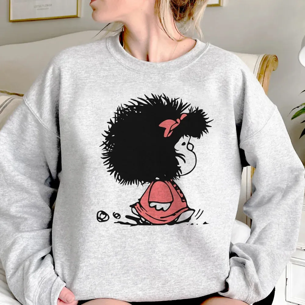 Mafalda hoodies women vintage aesthetic Korean style harajuku sweatshirts women Winter  sweater