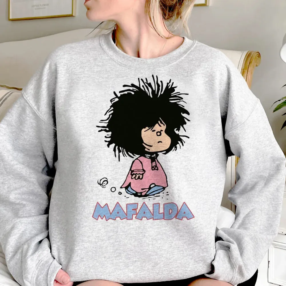 Mafalda hoodies women vintage aesthetic Korean style harajuku sweatshirts women Winter  sweater