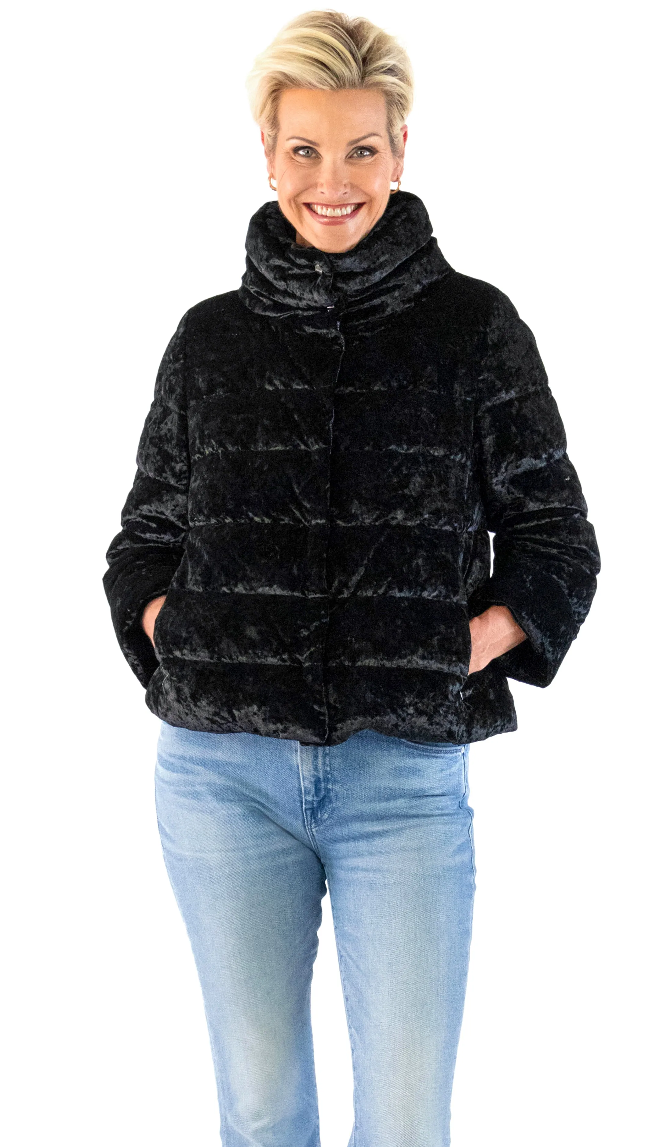 Marbled Velvet Cape - Black