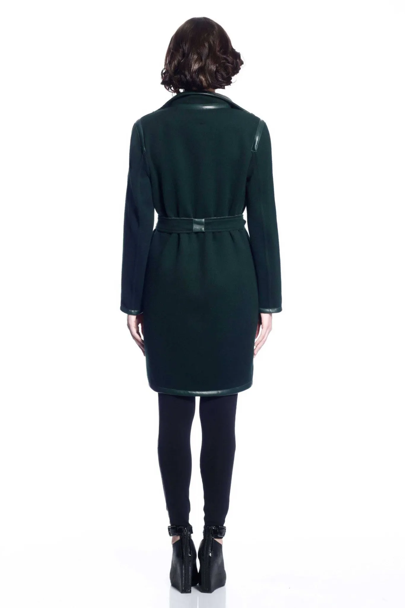 Margaret Reversible Wool/Cashmere Coat- Green/Grey