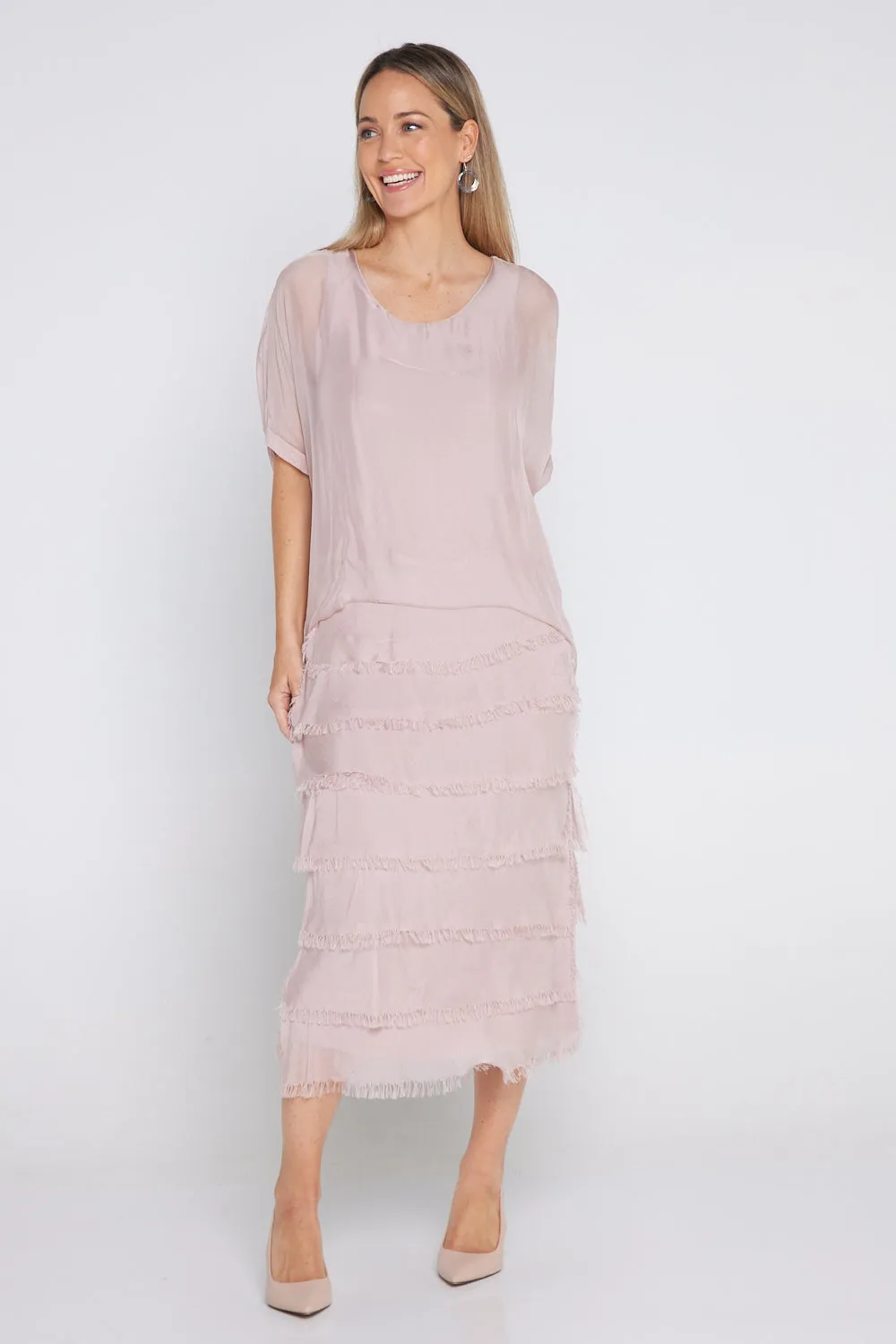 Margo Silk Dress - Blush Pink