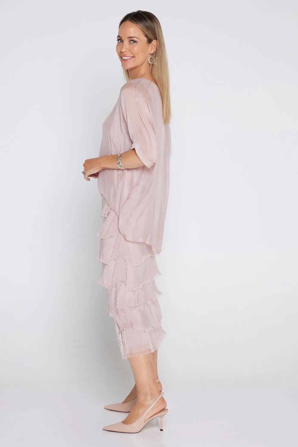 Margo Silk Dress - Blush Pink