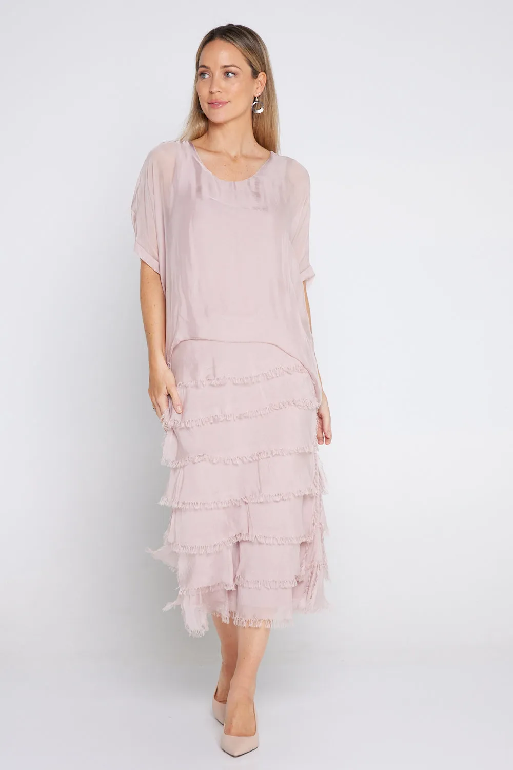 Margo Silk Dress - Blush Pink