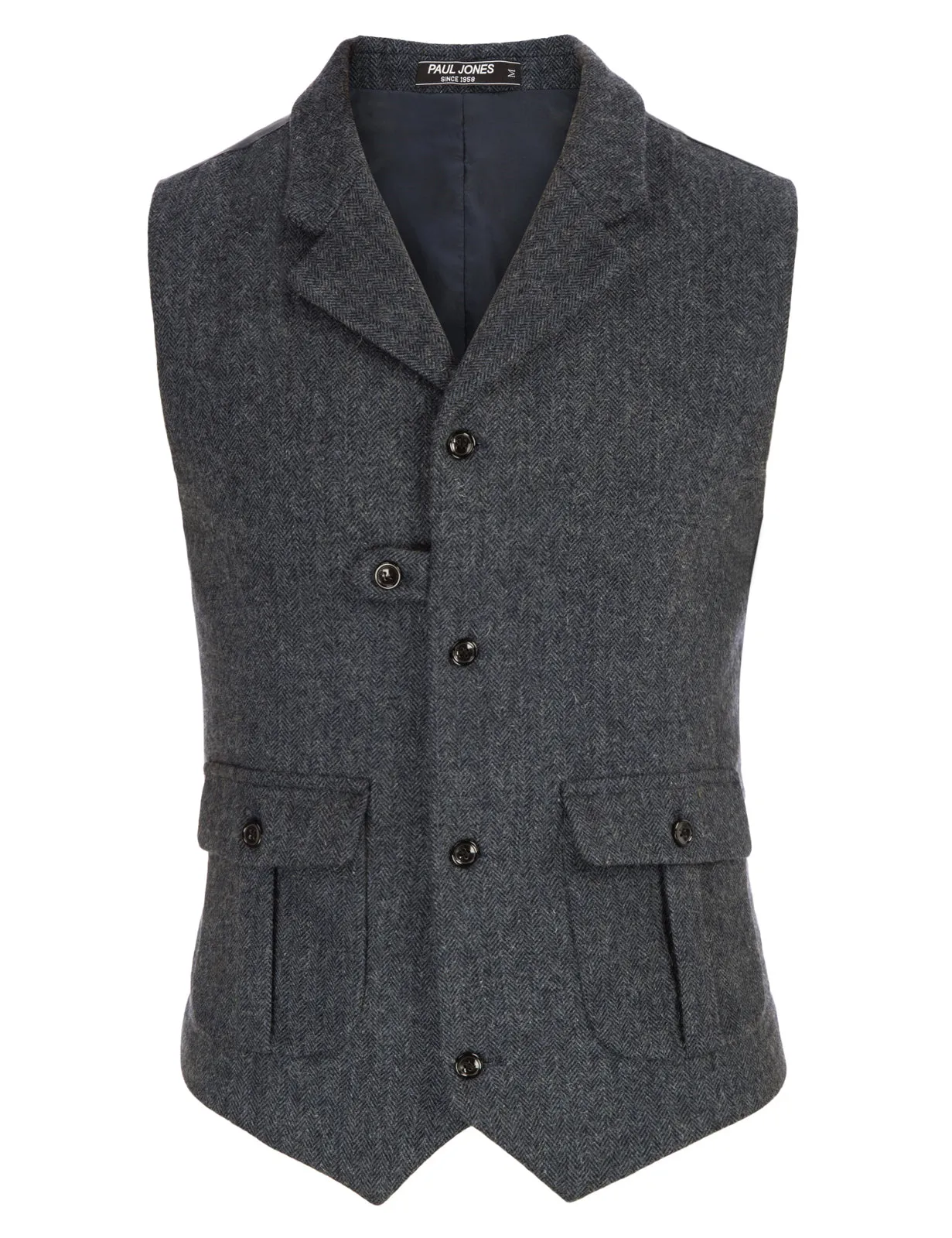 Men Notch Lapel Vest Coat Single Breasted Handkerchief Hem Cut-off Vest